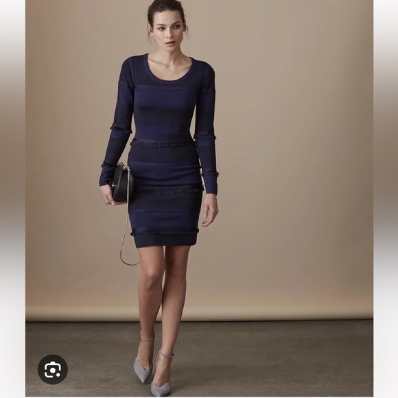 REISS Bridey Long Sleeve Knitted Midi Dress Wedding Guest Travel Cocktail City - Picture 2 of 8